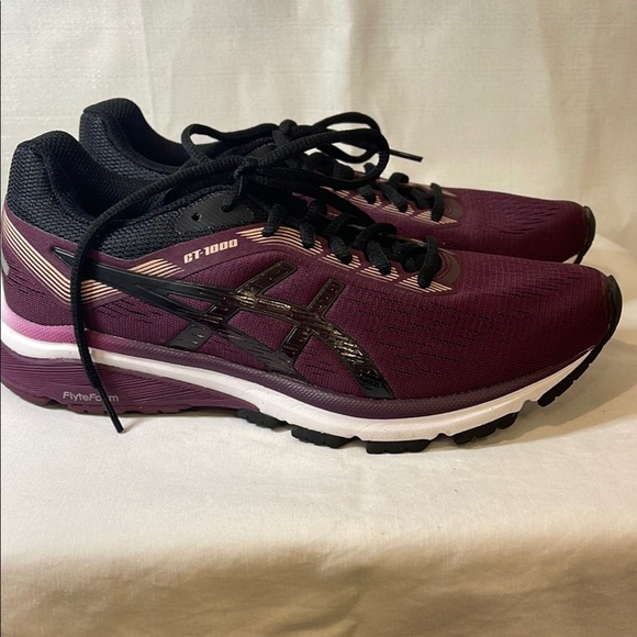 Asics Burgundy and Black Athletic Shoes with Breathable Mesh- GT-1000 - Picture 3 of 12